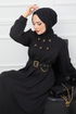 Belted Dress EFS519 Black - Thumbnail