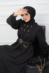 Belted Dress EFS519 Black - Thumbnail