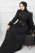 Belted Dress EFS519 Black - Thumbnail