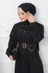 Belted Dress EFS519 Black - Thumbnail