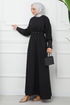 Belted Dress EFS520 Black - Thumbnail