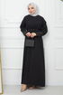 Belted Dress EFS520 Black - Thumbnail