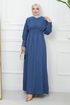 Belted Dress EFS520 Indigo - Thumbnail