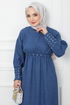 Belted Dress EFS520 Indigo - Thumbnail