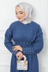 Belted Dress EFS520 Indigo - Thumbnail