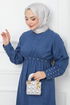 Belted Dress EFS520 Indigo - Thumbnail