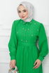 Belted Dress EFS522 Green - Thumbnail