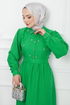 Belted Dress EFS522 Green - Thumbnail