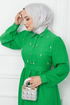 Belted Dress EFS522 Green - Thumbnail