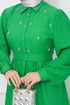 Belted Dress EFS522 Green - Thumbnail