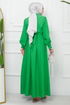 Belted Dress EFS522 Green - Thumbnail