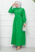 Belted Dress EFS522 Green - Thumbnail