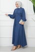 Belted Dress EFS522 Indigo - Thumbnail