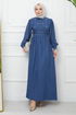 Belted Dress EFS522 Indigo - Thumbnail