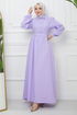 Belted Dress EFS522 Lilac - Thumbnail