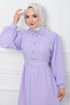 Belted Dress EFS522 Lilac - Thumbnail