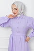 Belted Dress EFS522 Lilac - Thumbnail