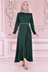 Belted Dress Emerald KBR5078 - Thumbnail