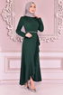 Belted Dress Emerald KBR5078 - Thumbnail