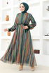 Belted Dress END5435 Emerald - Thumbnail