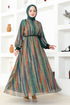 Belted Dress END5435 Emerald - Thumbnail