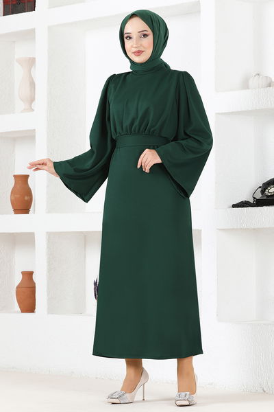 END - Belted Dress END5439 Emerald