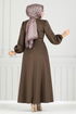 Belted Dress END5565 Brown - Thumbnail