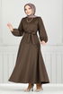 Belted Dress END5565 Brown - Thumbnail