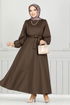 Belted Dress END5565 Brown - Thumbnail