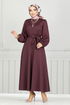 Belted Dress END5565 Damson - Thumbnail