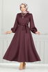 Belted Dress END5565 Damson - Thumbnail