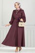 Belted Dress END5565 Damson - Thumbnail