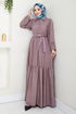Belted Dress HBS3025 Dark Lilac - Thumbnail