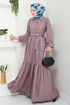 Belted Dress HBS3025 Dark Lilac - Thumbnail