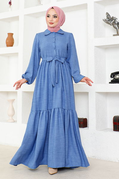 HBS - Belted Dress HBS3025 Indigo