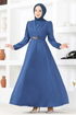 Belted Dress Indigo ASM2534 - Thumbnail