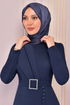 Belted Dress Indigo ASM2558 - Thumbnail