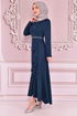 Belted Dress Indigo KBR5078 - Thumbnail