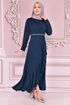 Belted Dress Indigo KBR5078 - Thumbnail