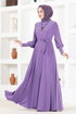 Belted Dress Lilac ASM2587 - Thumbnail