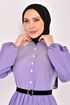 Belted Dress Lilac ASM2613 - Thumbnail