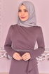 Belted Dress Lilac KBR5078 - Thumbnail