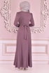 Belted Dress Lilac KBR5078 - Thumbnail