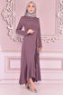 Belted Dress Lilac KBR5078 - Thumbnail