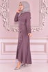 Belted Dress Lilac KBR5078 - Thumbnail