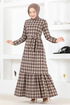 Belted Dress MSL1133 Brown - Thumbnail