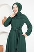 Belted Dress MSL1147 Emerald - Thumbnail