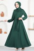 Belted Dress MSL1147 Emerald - Thumbnail