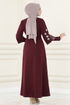 Belted Dress MSL1610 Burgundy - Thumbnail