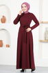 Belted Dress MSL2019 Burgundy - Thumbnail